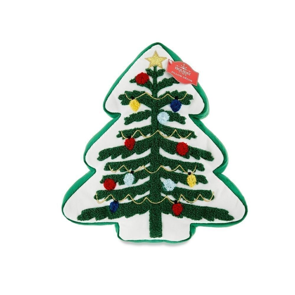 Holiday Time Green Holiday Pillows with Christmas Tree Design